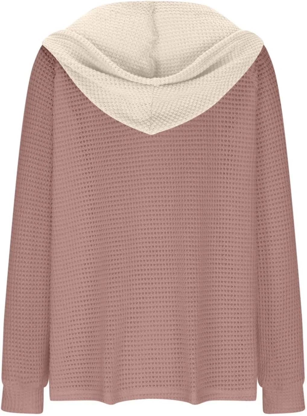 Oversized Hoodies for Women Soft V Neck Waffle Knit Hooded Sweatshirt Lightweight Fall Long Sleeve Pullover Sweaters
