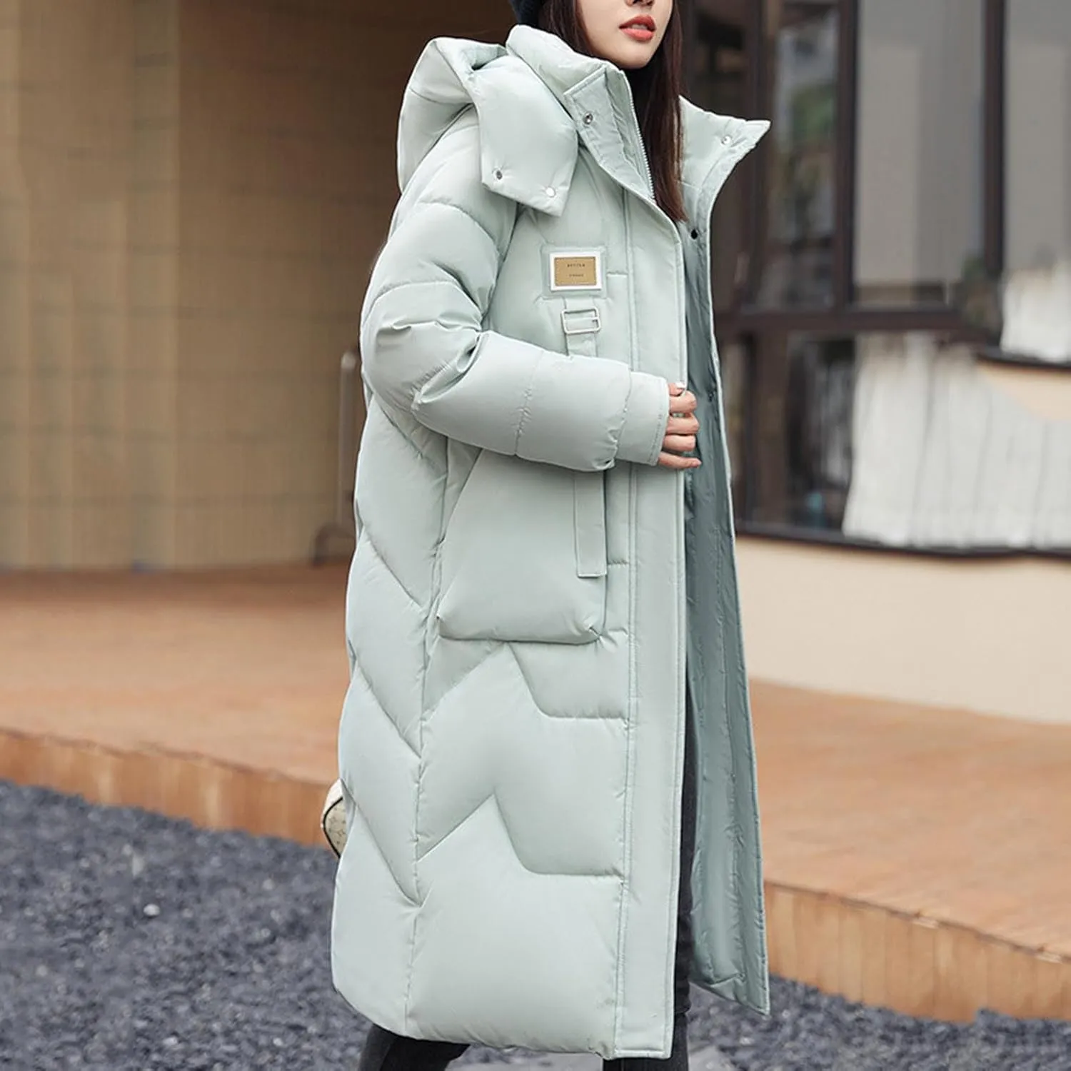Packable Down Jacket for Womens 2024 Winter Down Jackets Cotton Padded Coat Zipper Warm Puffer Jacket with Hood