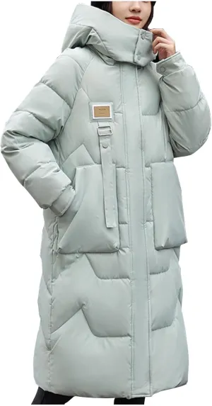 Packable Down Jacket for Womens 2024 Winter Down Jackets Cotton Padded Coat Zipper Warm Puffer Jacket with Hood