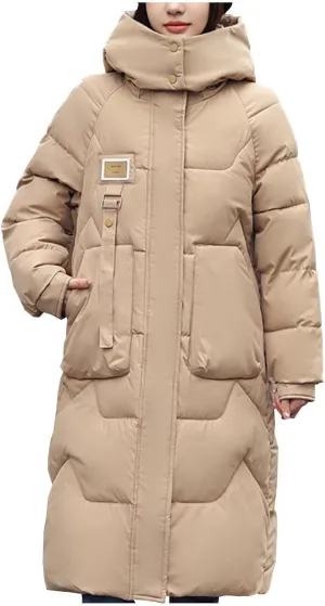 Packable Down Jacket for Womens 2024 Winter Down Jackets Cotton Padded Coat Zipper Warm Puffer Jacket with Hood
