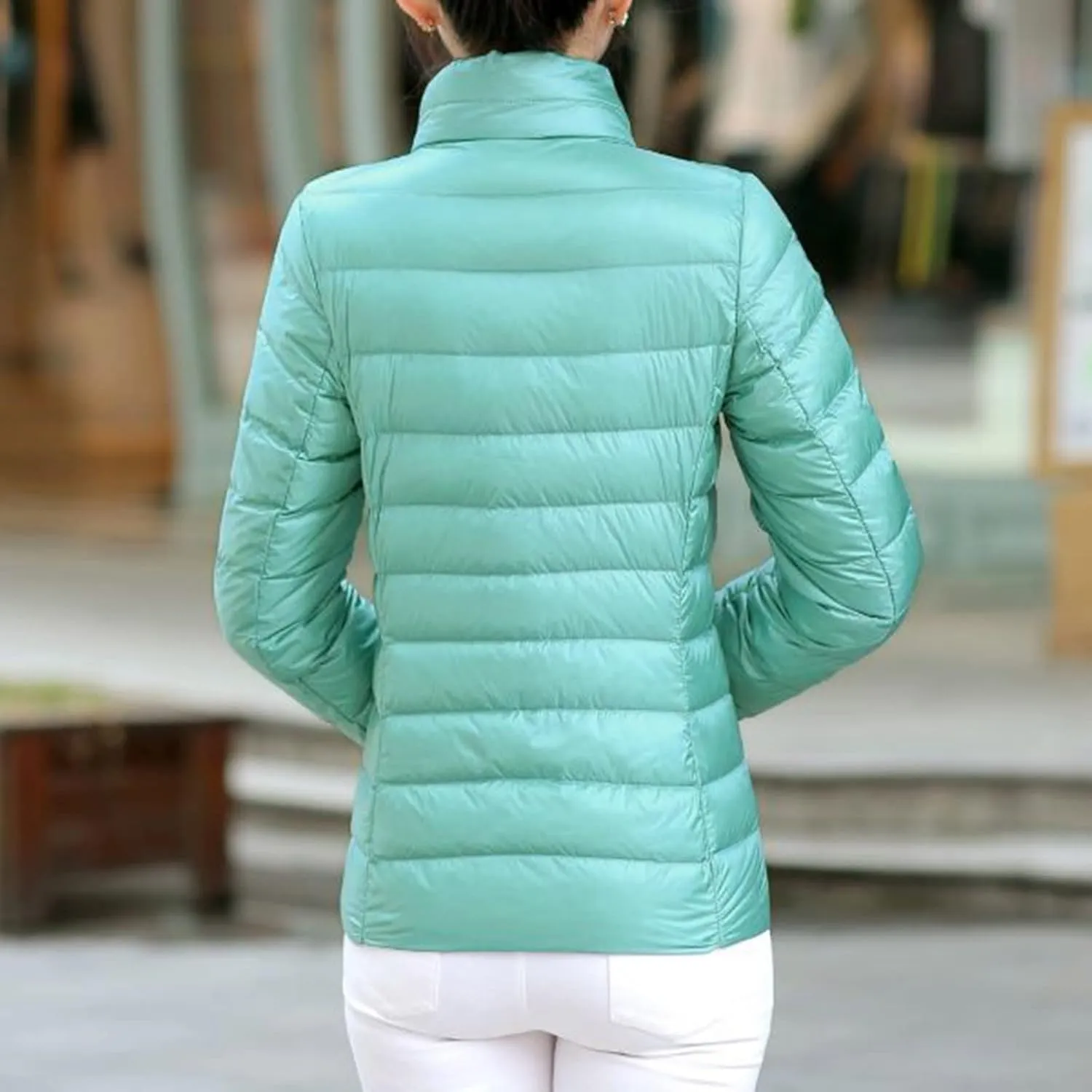 Packable Puffer Jacket Women Plus Size Winter Warm Jacket Padded Coats Lightweight Down Jacket Long Sleeve Outerwear