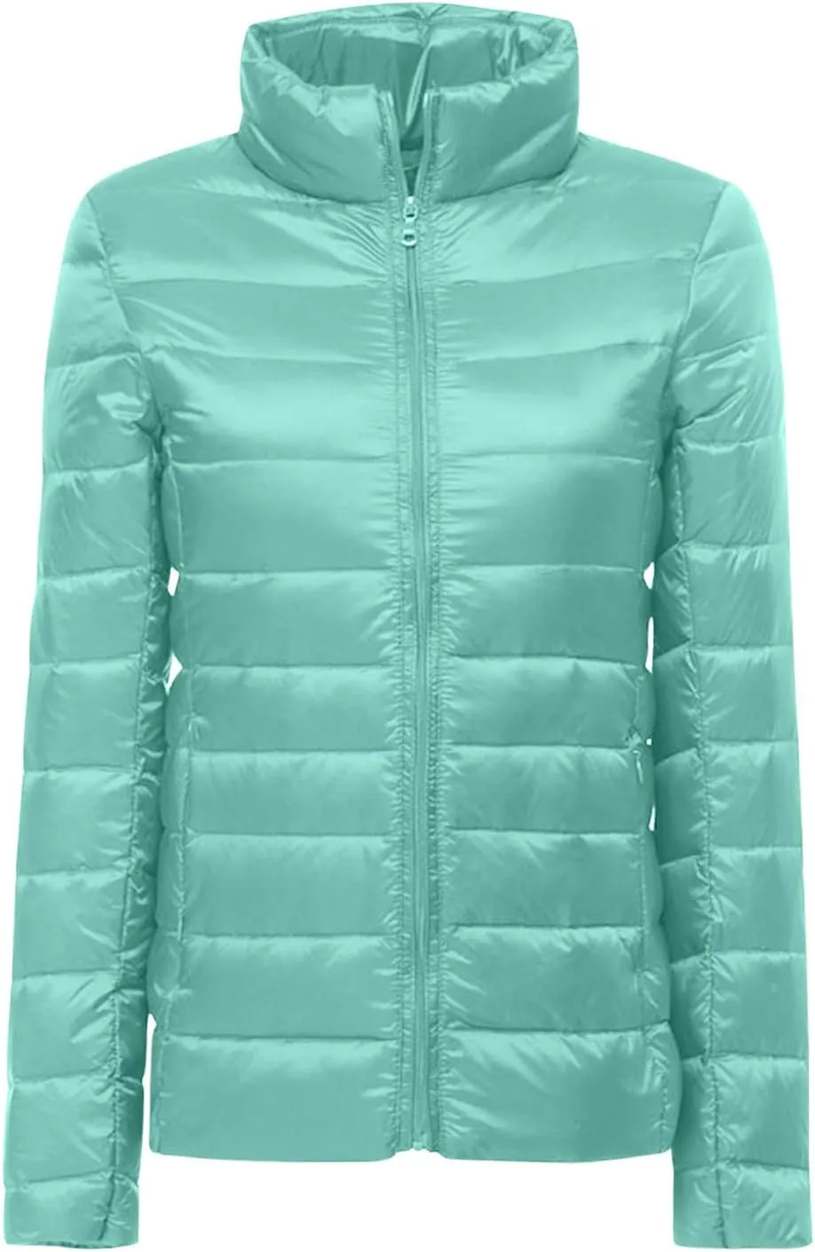 Packable Puffer Jacket Women Plus Size Winter Warm Jacket Padded Coats Lightweight Down Jacket Long Sleeve Outerwear