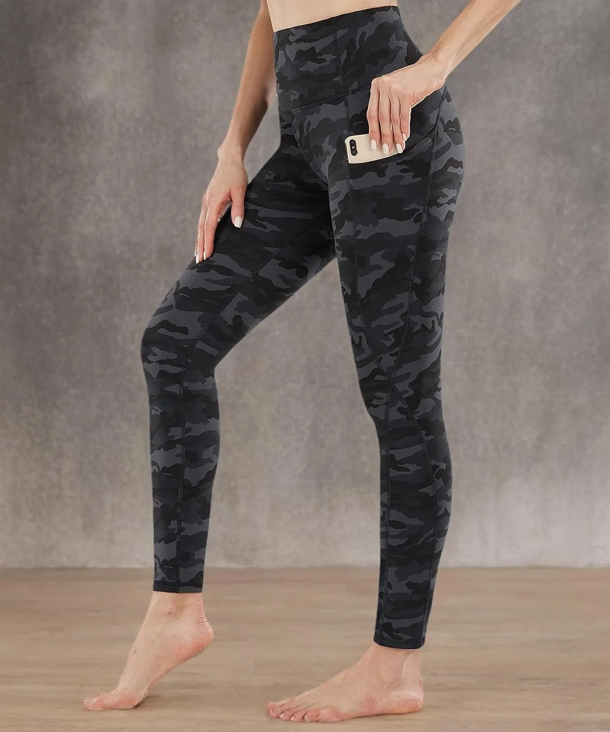 PHISOCKAT 2 Pack High Waist Yoga Pants with Pockets, Tummy Control Leggings, Workout 4 Way Stretch Yoga Leggings