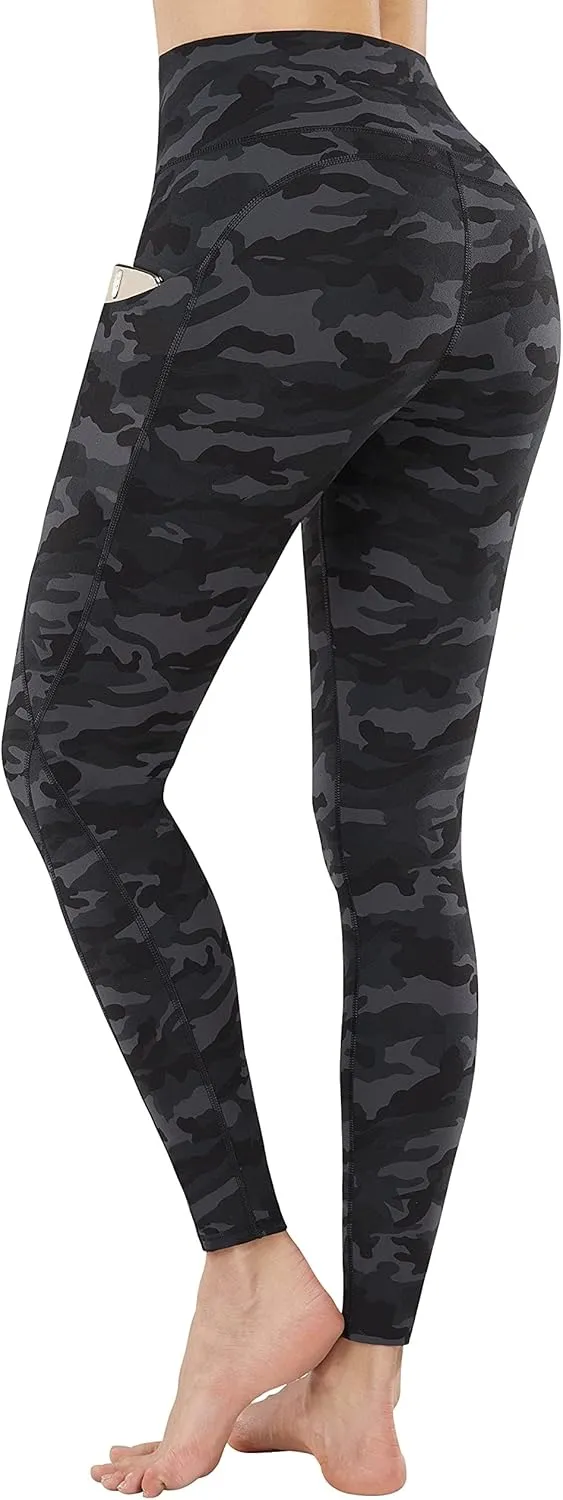 PHISOCKAT 2 Pack High Waist Yoga Pants with Pockets, Tummy Control Leggings, Workout 4 Way Stretch Yoga Leggings