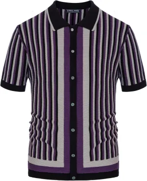 PJ PAUL JONES Men's Polo Shirts Retro Knit Shirt Vintage Striped Shirt