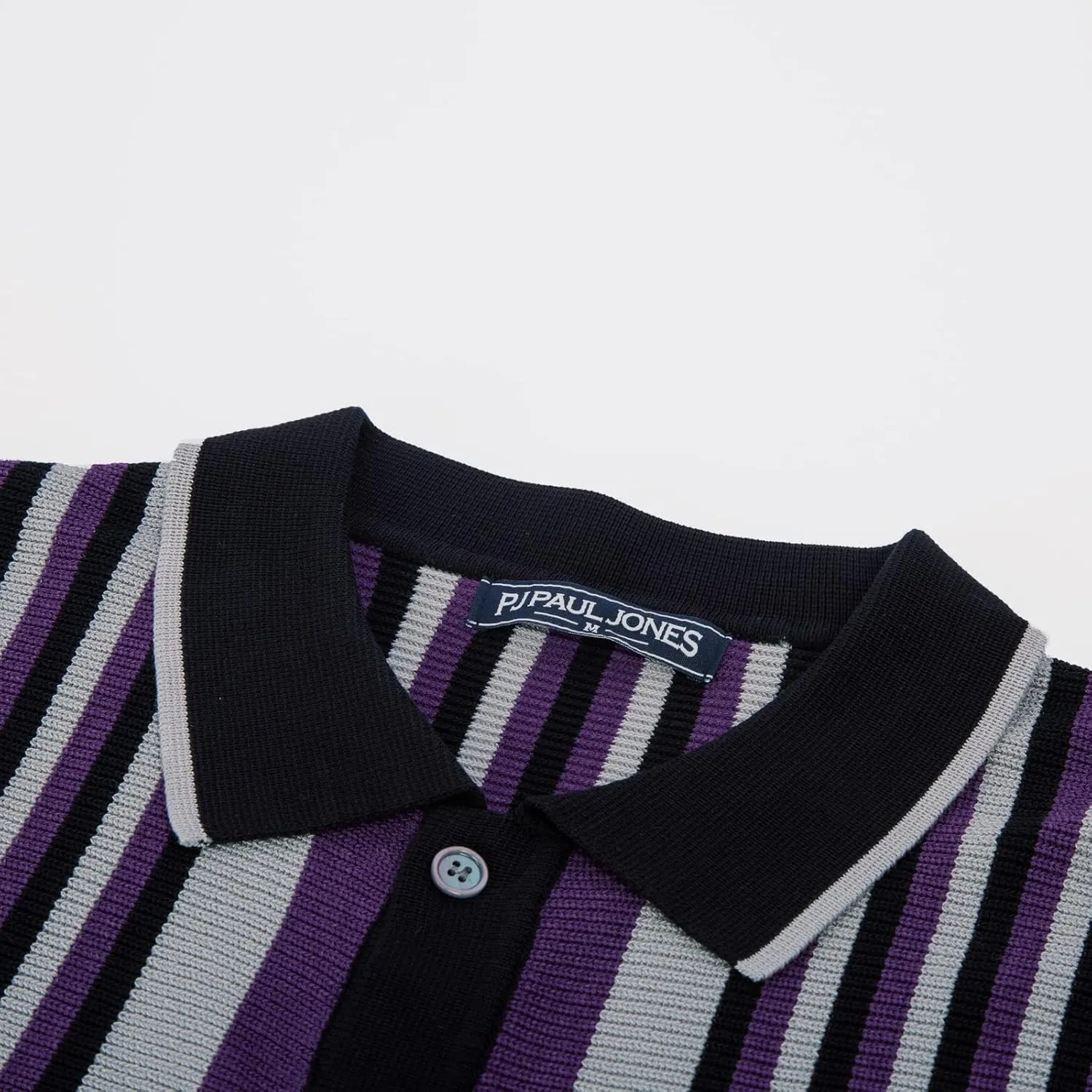 PJ PAUL JONES Men's Polo Shirts Retro Knit Shirt Vintage Striped Shirt