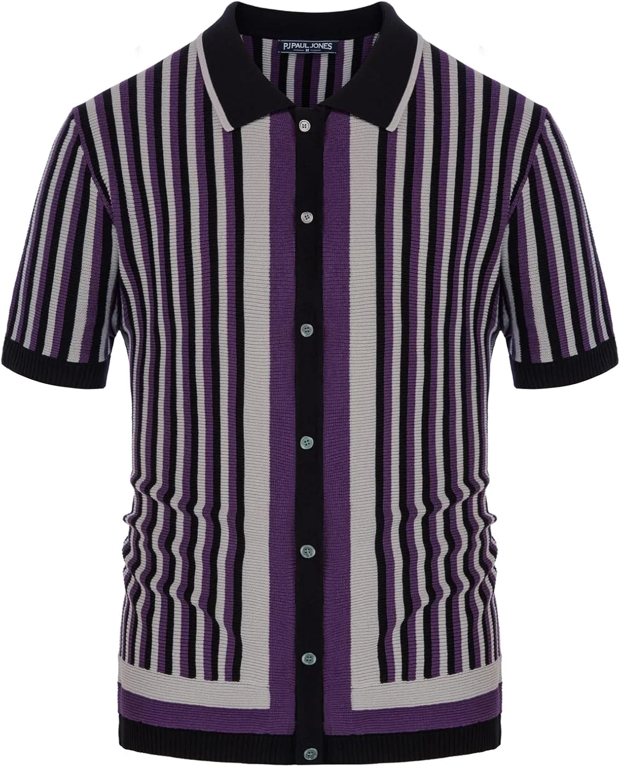 PJ PAUL JONES Men's Polo Shirts Retro Knit Shirt Vintage Striped Shirt