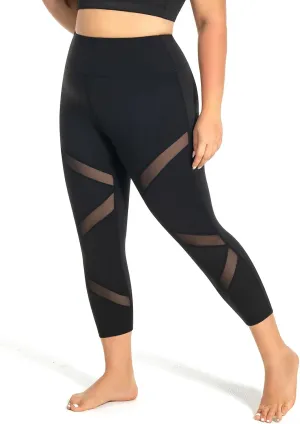 Plus Size Capri Leggings for Women with Pockets, Butt Lifting Yoga Pants Tummy Control, L-5XL Workout Leggings