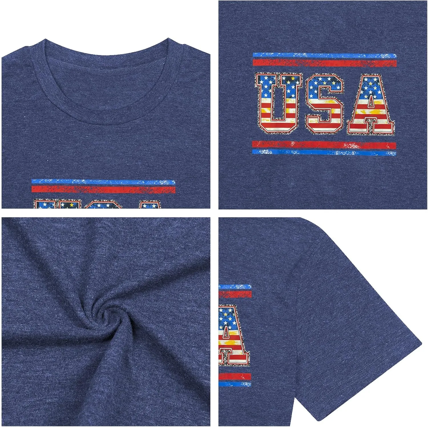 Plus Size USA Flag Shirt for Women 4th of July American Flag Print Tee Tops Short Sleeve Patriotic T-Shirt Blouse