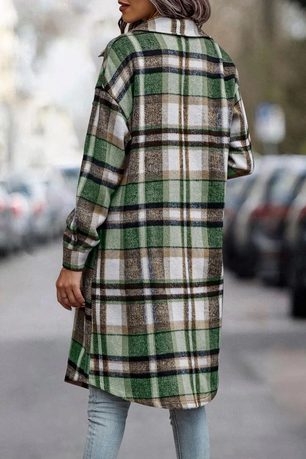 PRETTYGARDEN Women's Plaid Shacket 2025 Long Sleeve Button Up Flannel Shirt Winter Tartan Jacket Woolen Coats
