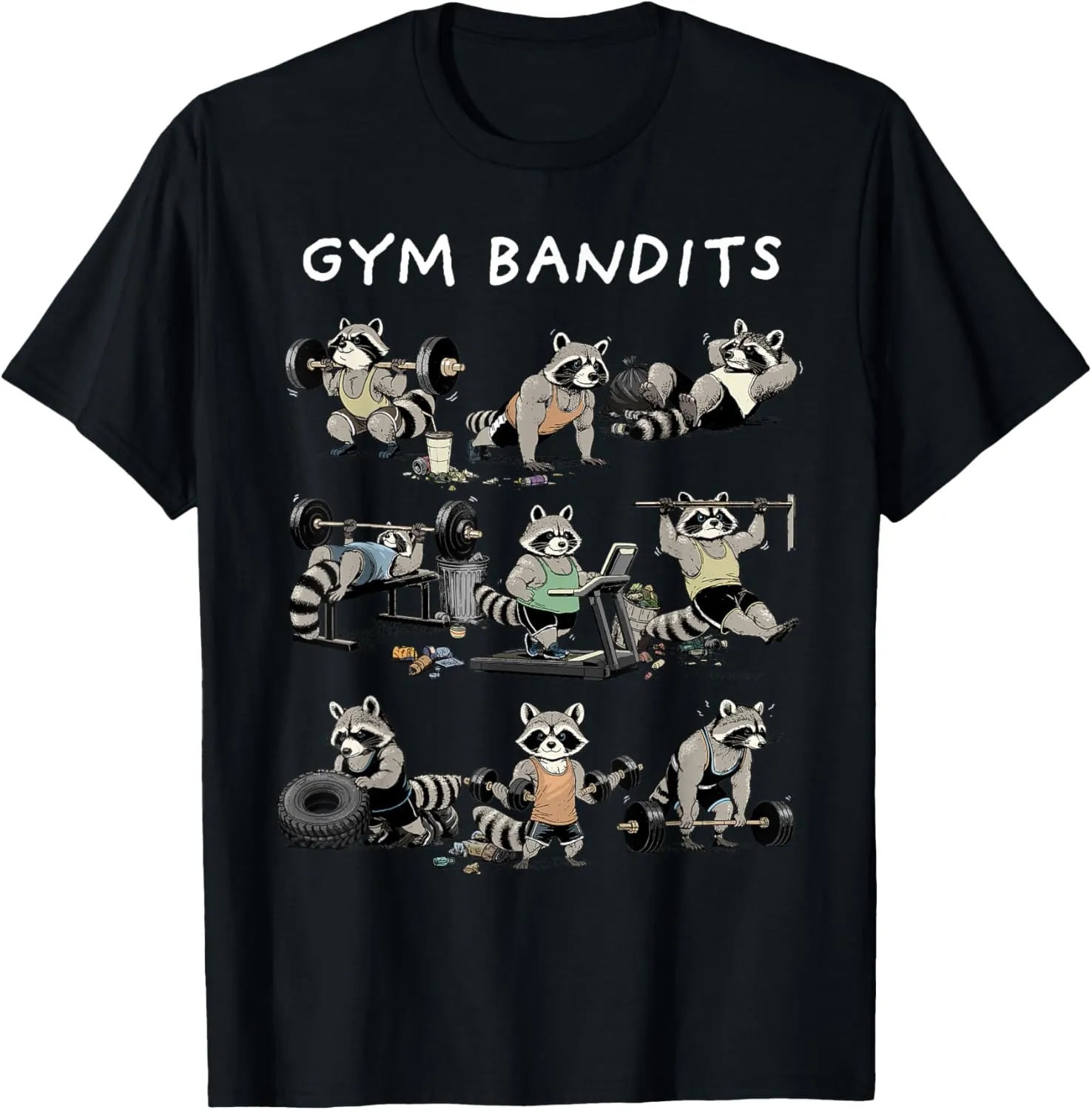 Raccoon Shirt Funny Fitness Gym Bandits Raccoon Workout T-Shirt