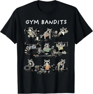 Raccoon Shirt Funny Fitness Gym Bandits Raccoon Workout T-Shirt