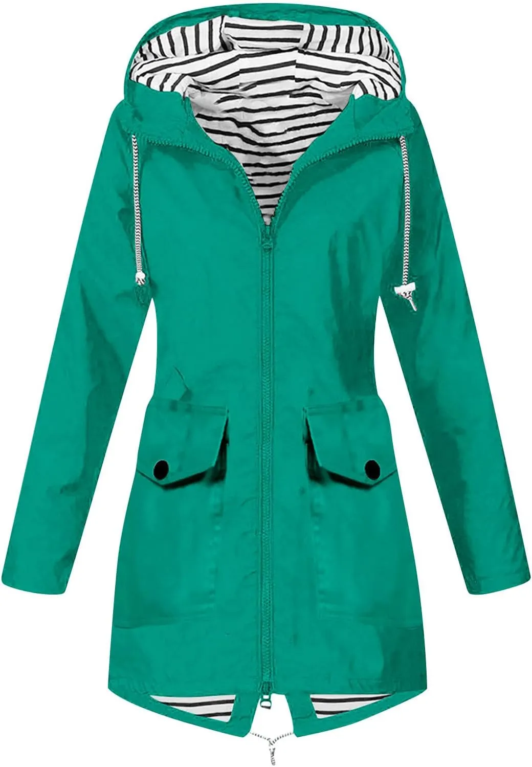 Rain Jacket for Women Lightweight Long Hooded Raincoat Waterproof Outdoor Hiking Travel Windbreaker Trench Coats