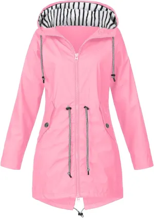 Rain Jacket for Women Lightweight Long Hooded Raincoat Waterproof Outdoor Travel Hiking Windbreaker Trench Coats