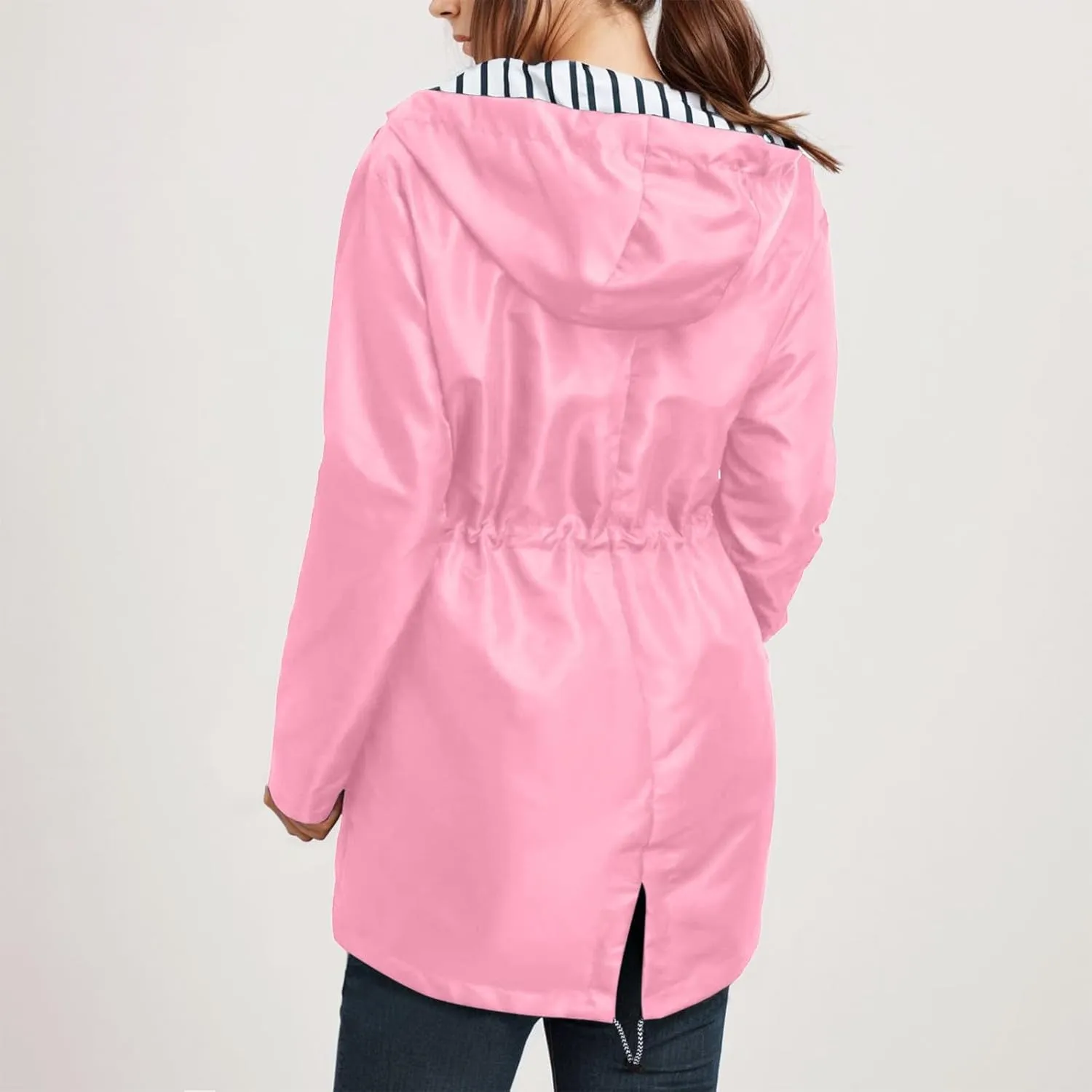 Rain Jacket for Women Lightweight Long Hooded Raincoat Waterproof Outdoor Travel Hiking Windbreaker Trench Coats