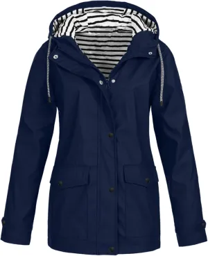 Rain Jackets Women Lightweight Waterproof Plus Size Raincoat with Hood, Fall Long Packable Windbreaker Poncho