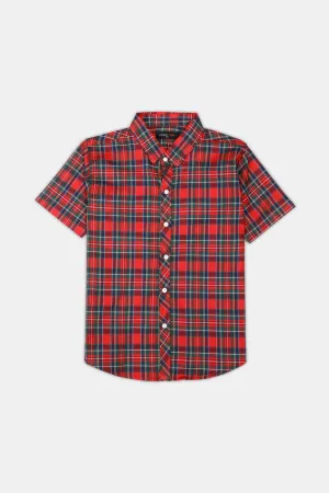 Red Glen Plaid Check Casual Shirt