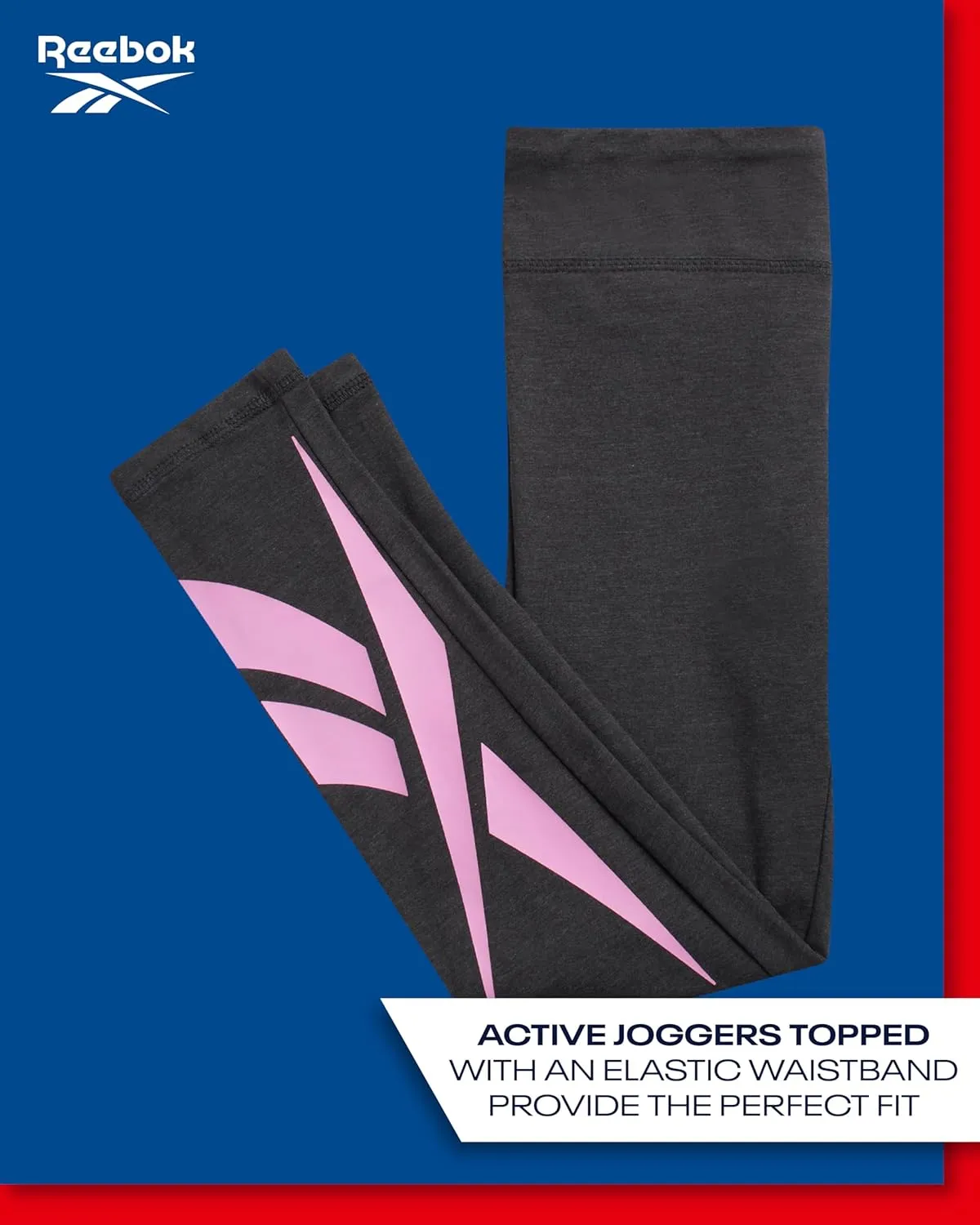 Reebok Girls Leggings - 2 Pack Athletic Performance Cotton Leggings - Yoga Pants for Girls Dance Tights (Sizes: 7-12)