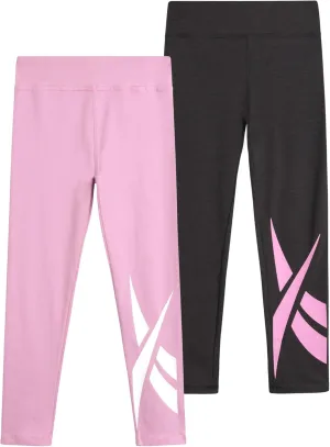 Reebok Girls Leggings - 2 Pack Athletic Performance Cotton Leggings - Yoga Pants for Girls Dance Tights (Sizes: 7-12)