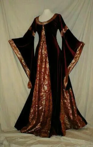 Retro Dark Red Long Sleeves A-Line Long Prom Dress Evening Gown, D995