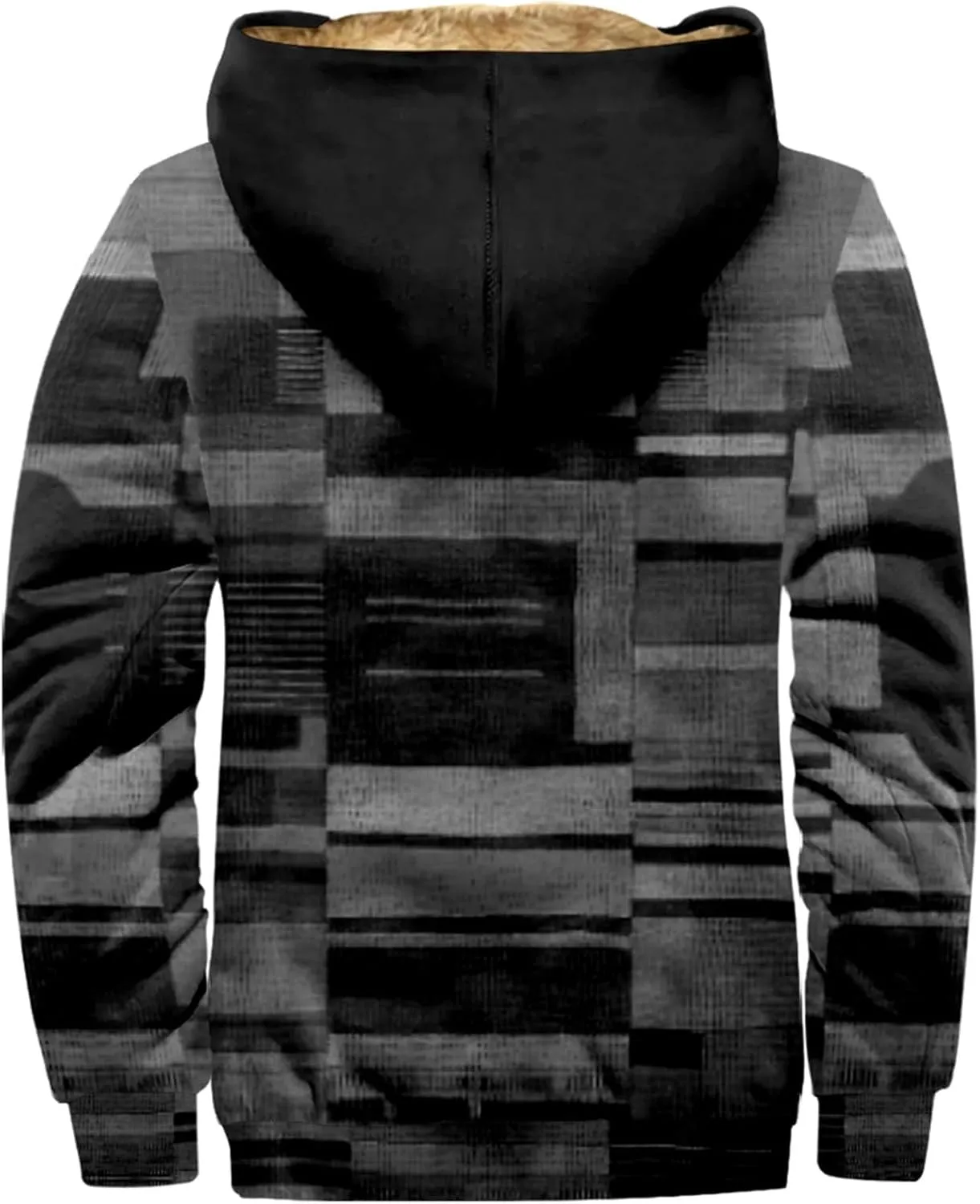 Retro Ethnic Graphic Hoodies Heavyweight Sherpa Fleece Lined Jackets Big Tall Zip Up Sweatshirts For Men With Hood