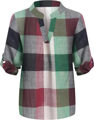 RMXEi Wearable Blanket Hoodie,Women Casual Cotton Long Sleeve Plaid Shirt Women's Slim Jacket Shirt Top