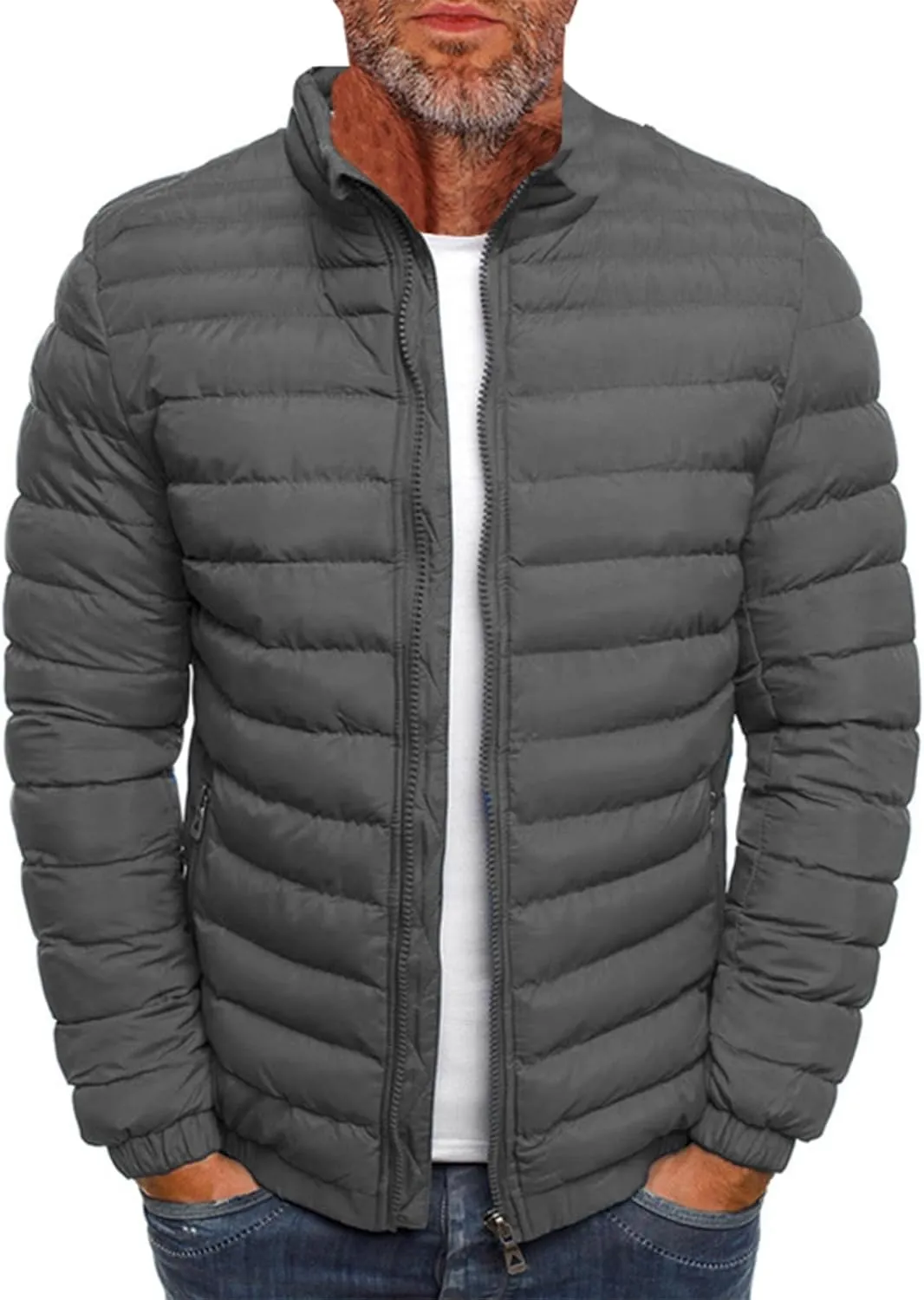 RTRDE Men's Light Puffer Jacket Winter Lightweight Jacket Warm Insulated Windproof Quilted Coat Down, M-2XL