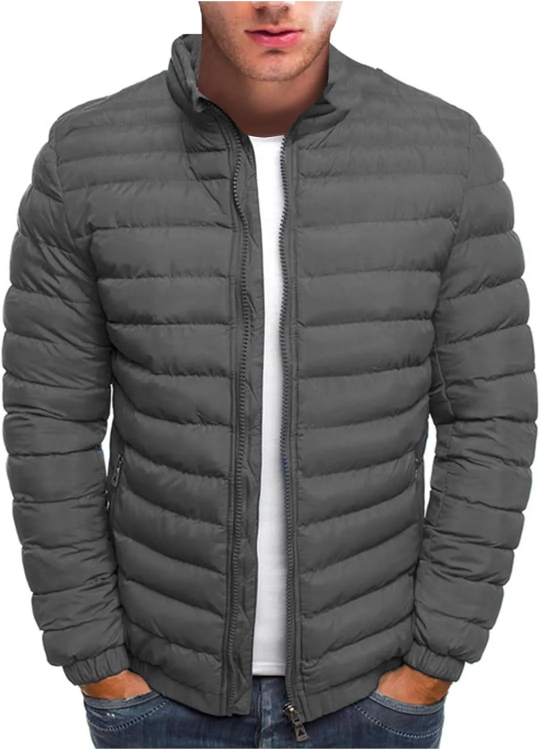 RTRDE Men's Light Puffer Jacket Winter Lightweight Jacket Warm Insulated Windproof Quilted Coat Down, M-2XL