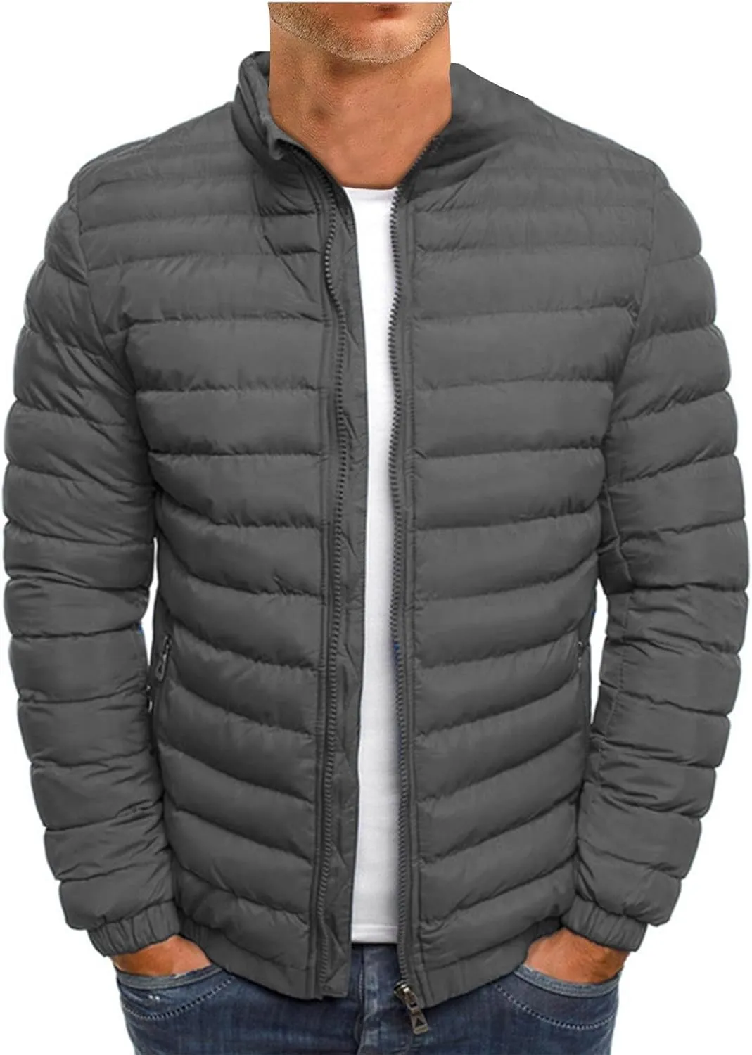 RTRDE Men's Light Puffer Jacket Winter Lightweight Jacket Warm Insulated Windproof Quilted Coat Down, M-2XL