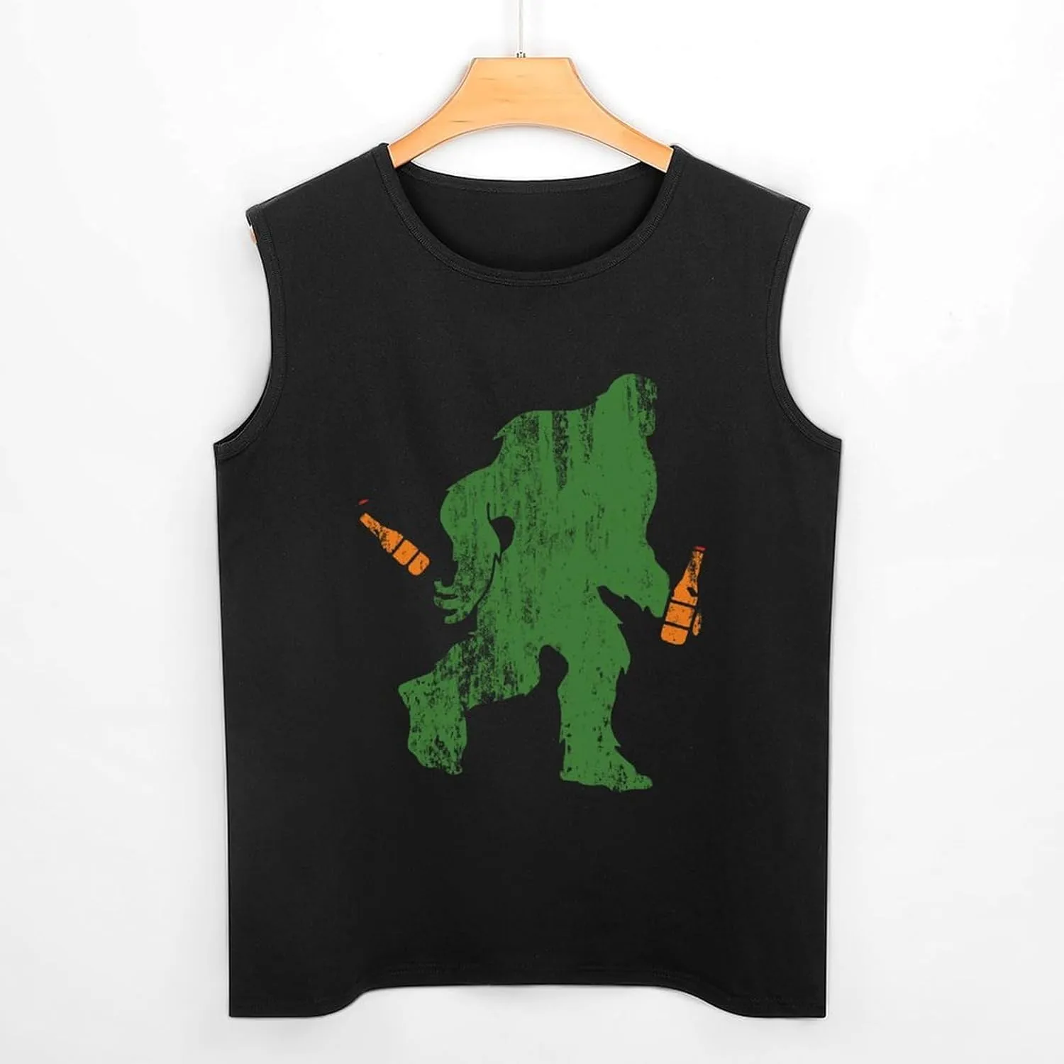 Sasquatch Bigfoot with Beer Men's Sleeveless Shirts Muscle Tank Top Gym Workout T Shirt