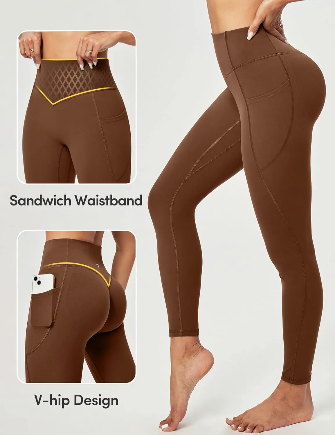 Scrunch Butt Lifting Leggings for Women Tummy Control No Front Seam Compression Workout Leggings with Pockets Yoga Pants