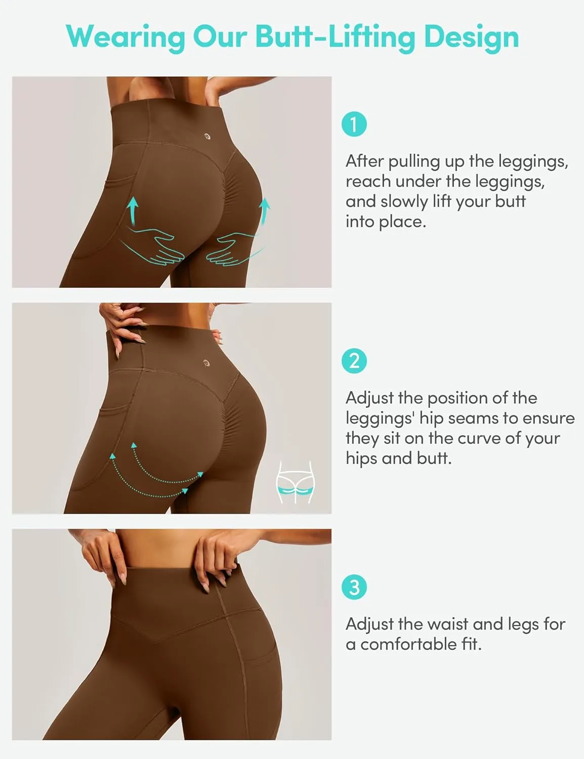 Scrunch Butt Lifting Leggings for Women Tummy Control No Front Seam Compression Workout Leggings with Pockets Yoga Pants