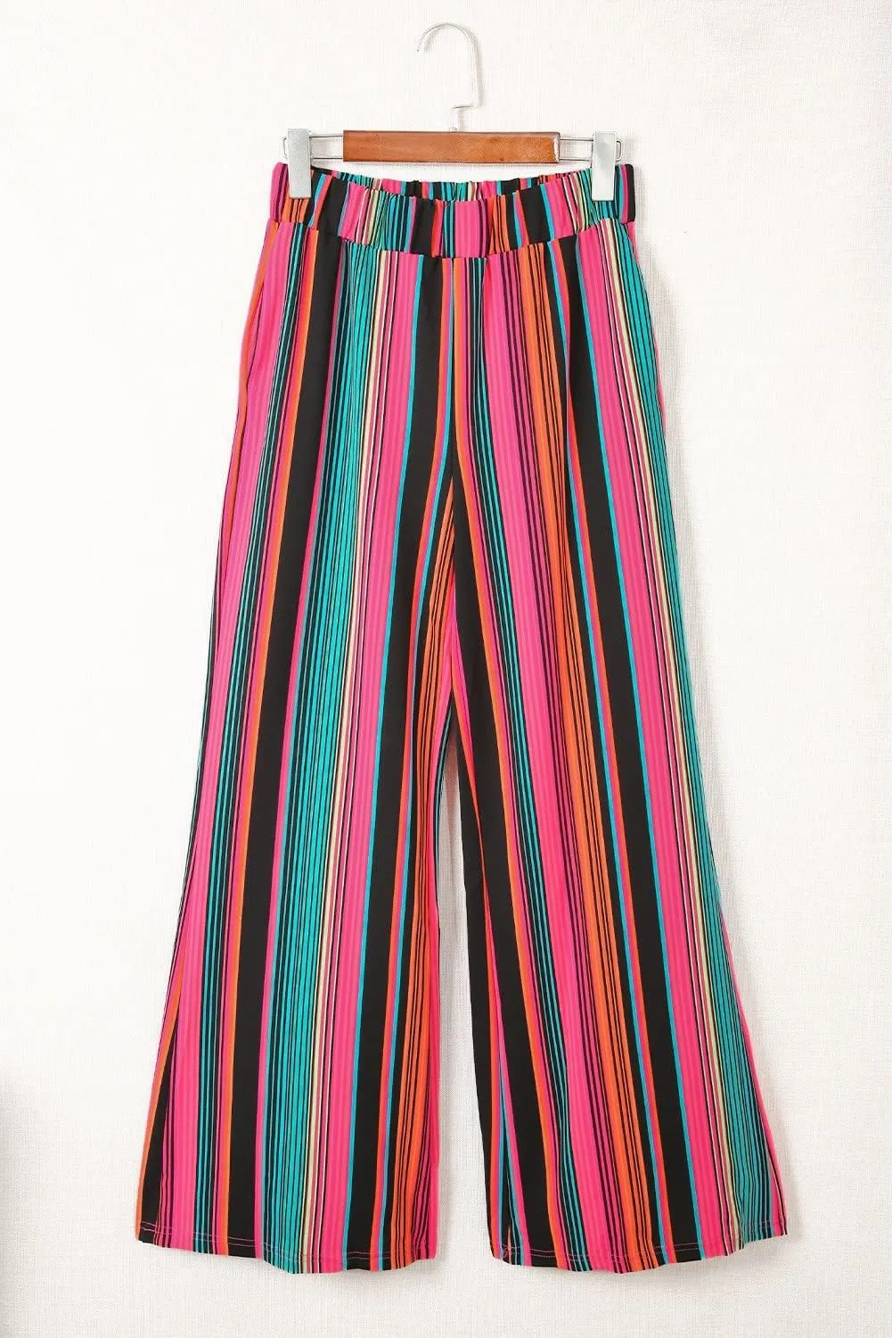 SELINK Pants for women Multicolor High Waist Serape Print Wide Leg Pants Trousers