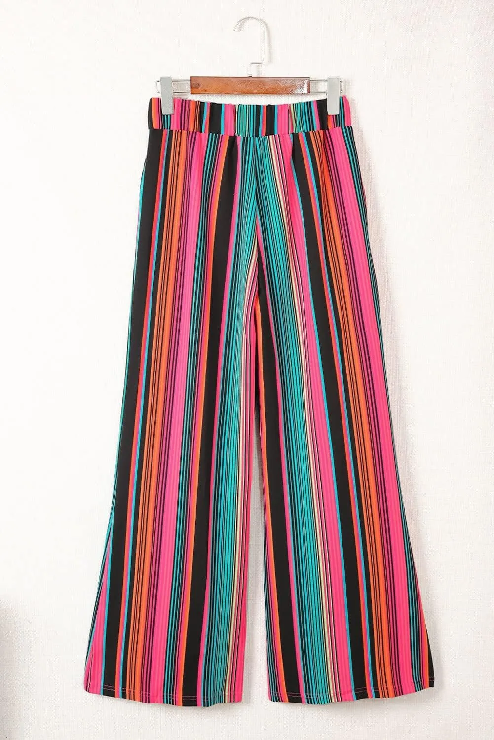 SELINK Pants for women Multicolor High Waist Serape Print Wide Leg Pants Trousers
