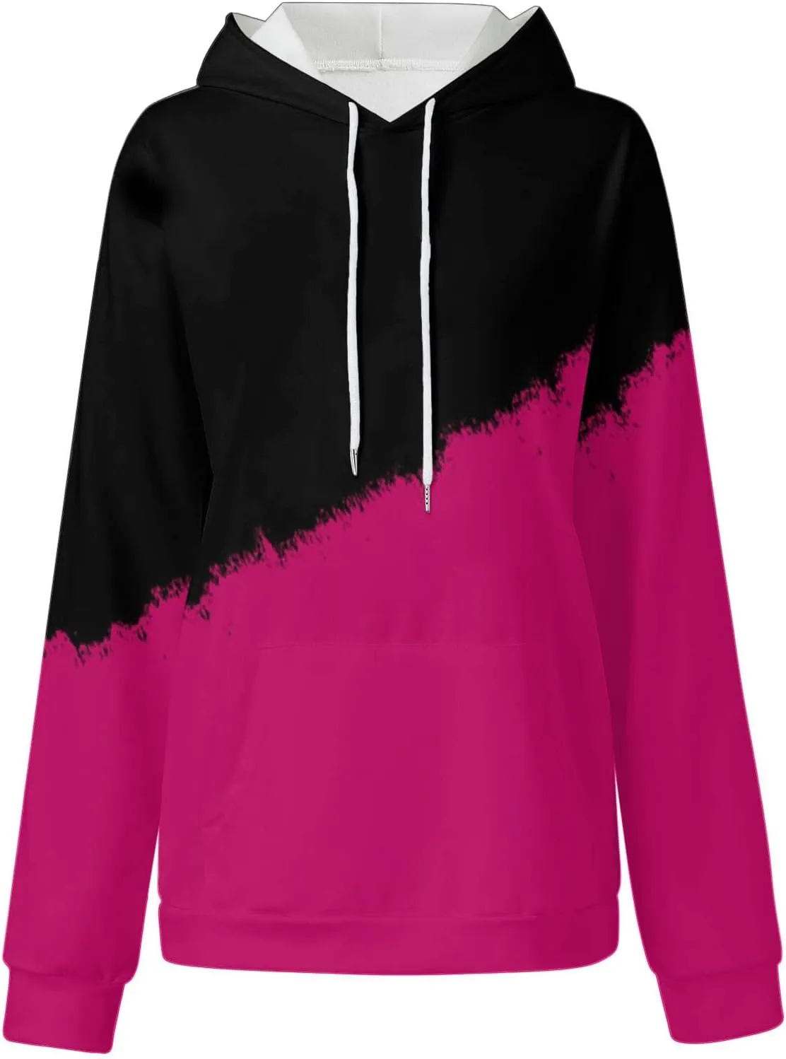 SHAOBGE Women's Casual Pink Cropped Oversized Long Sleeve Solid Hoodie Pullover Sweatshirt