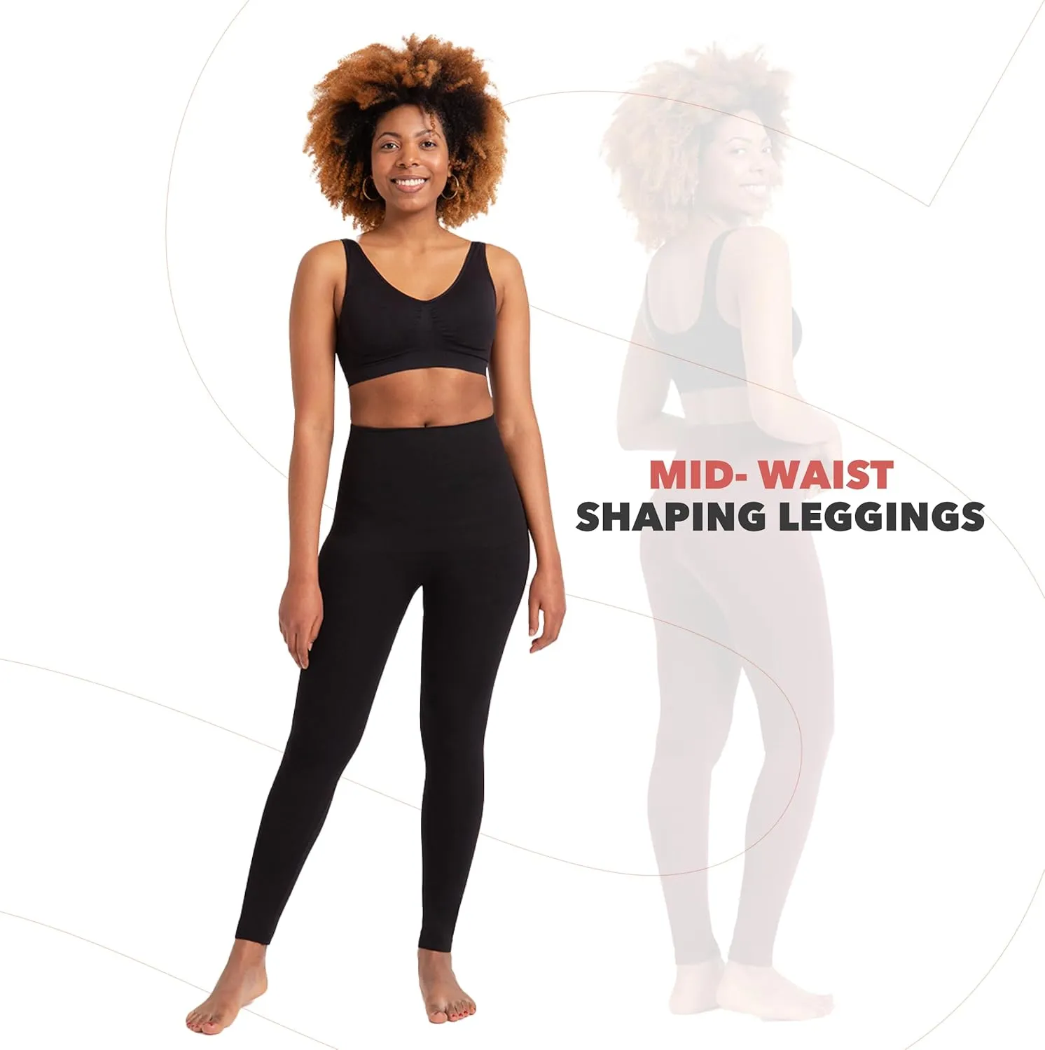 SHAPERMINT Comfort Mid-Waist Shaping Leggings for Women - Leggings for Women Tummy Control, Thick Non-See-Through