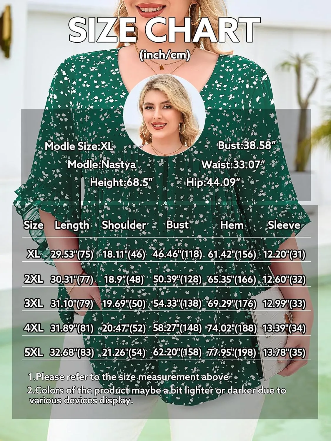 Siddhe Womens Plus Size Tops Ruffle 3/4 Sleeve Tunic Tops Chiffon V Neck Summer Shirt Blouses 2025