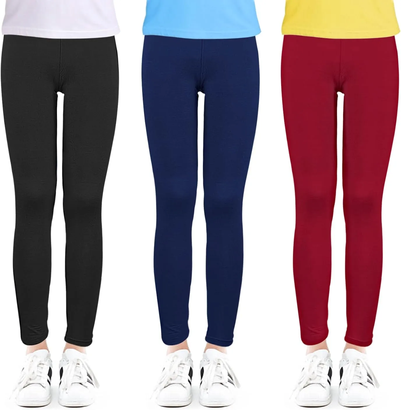 Slaixiu 4 Pack Leggings for Girls - Soft & Comfortable Ankle Length Printed Leggings for Kids (3T to 12 Years)