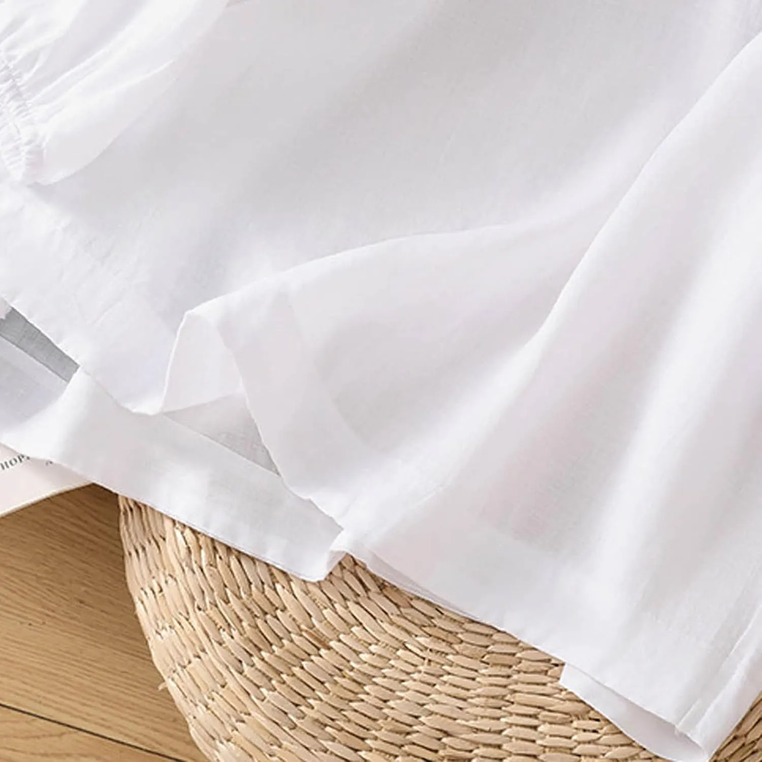 Summer Tops for Women 2025 Cotton Linen Embroidered Retro Henley Neck 3/4 Lantern Sleeve Tops Button Down Tunic Blouse