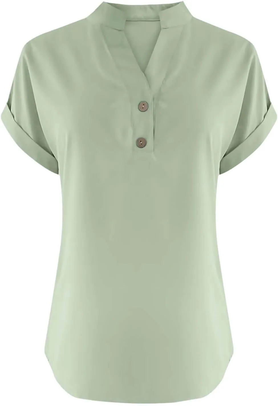 Summer Tops for Women 2025 Trendy Short Sleeve Cotton Linen Shirt Casual Button v Neck Tunic Blouses Outfits