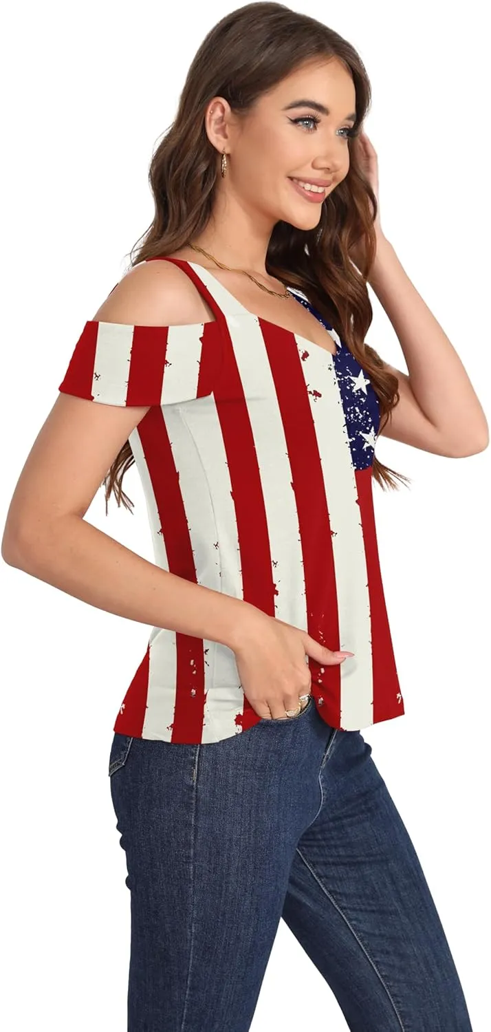 Summer Tops Womens Tunic Top Short Sleeve Cold Shoulder V Neck Loose Fit Basic Tee Casual Tops T Shirts Blouse