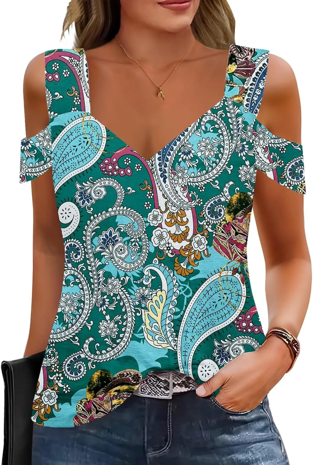 Summer Tops Womens Tunic Top Short Sleeve Cold Shoulder V Neck Loose Fit Basic Tee Casual Tops T Shirts Blouse