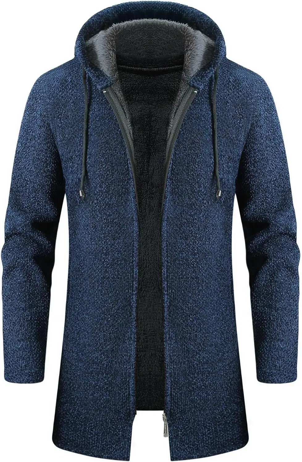 Sweater Cardigan for Men Trendy Knitted Hooded Jacket Regular Fit Full-Zipper Fleece Lined Sweater Winter Warm Coat