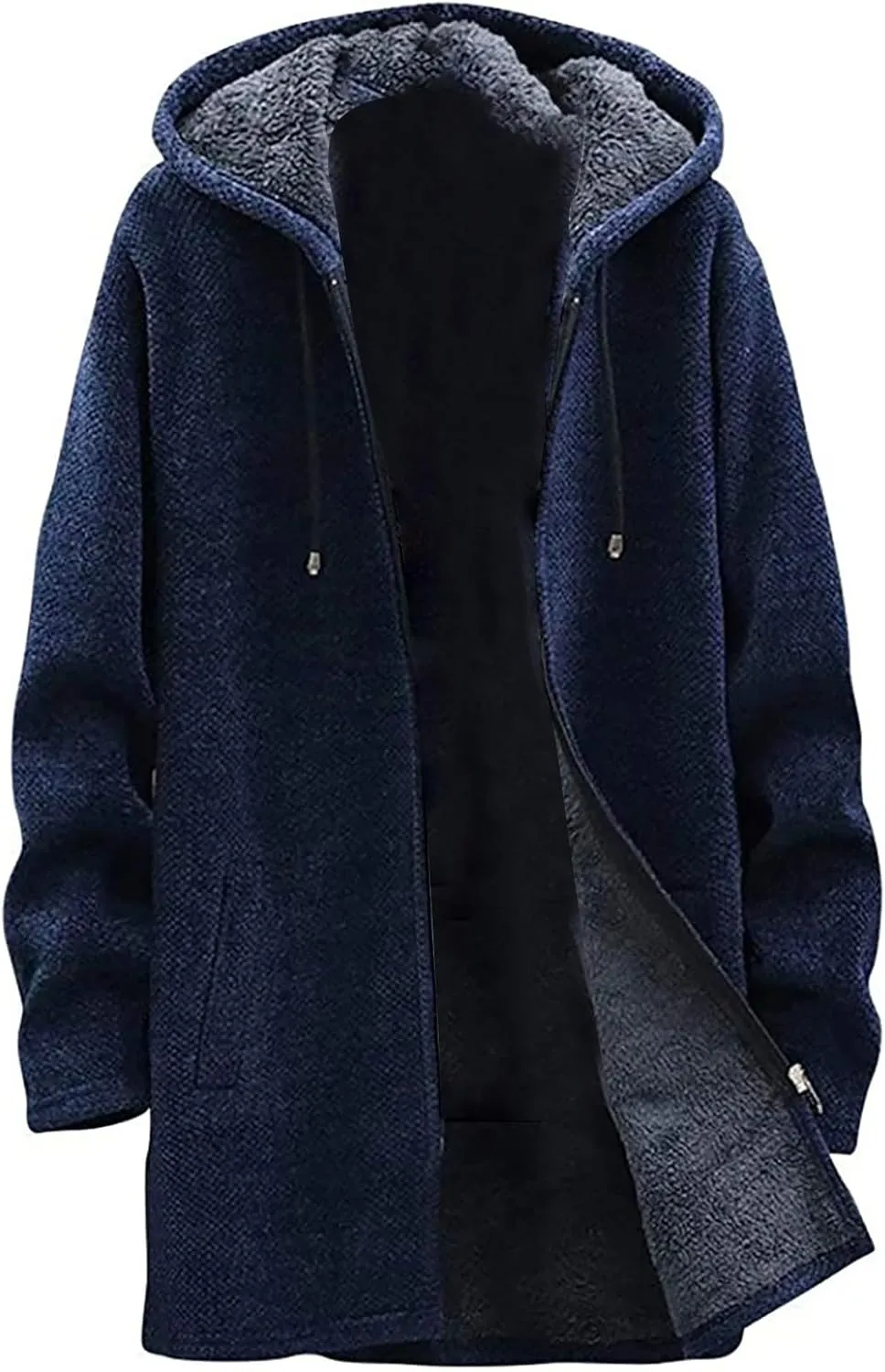 Sweater Cardigan for Men Trendy Knitted Hooded Jacket Regular Fit Full-Zipper Fleece Lined Sweater Winter Warm Coat