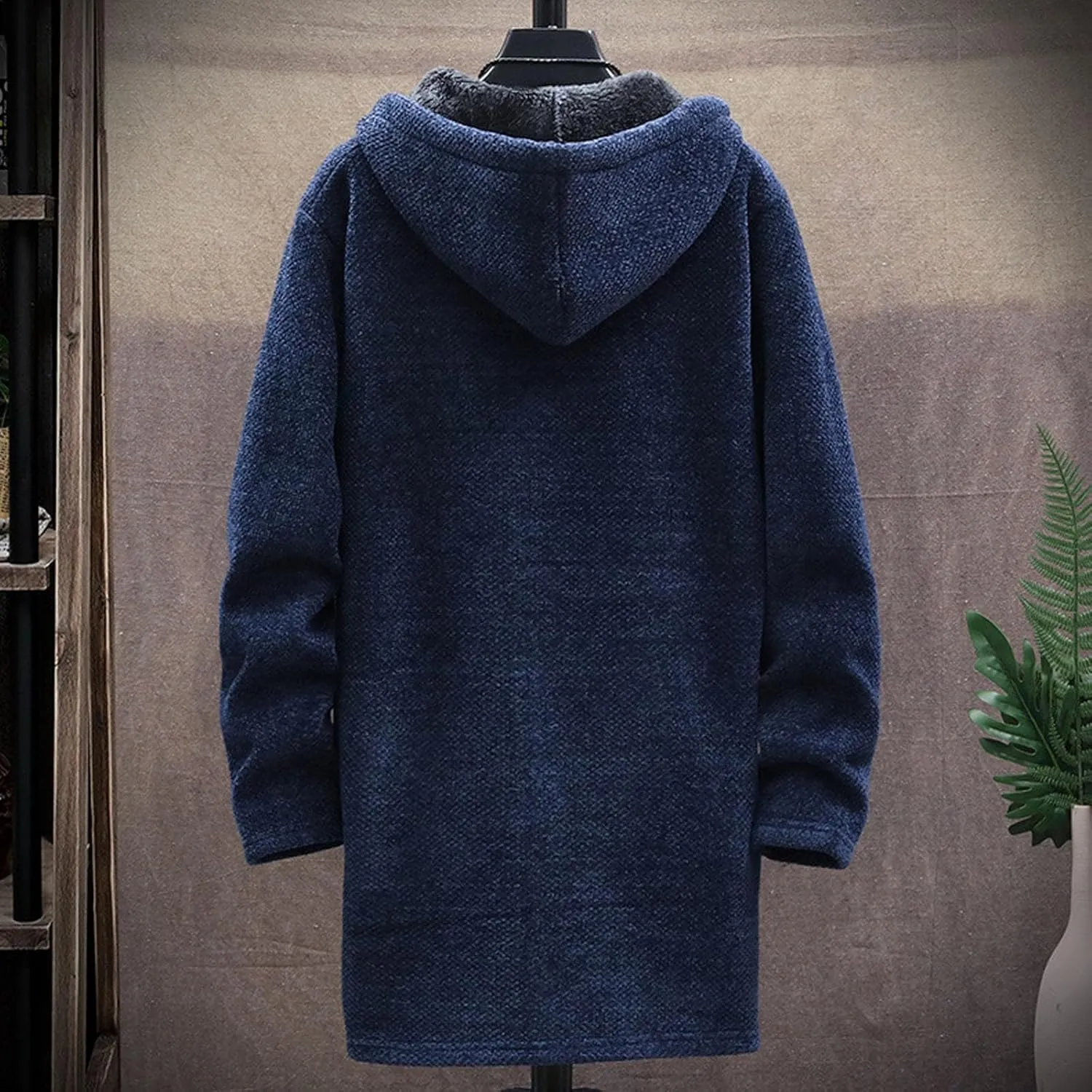 Sweater Cardigan for Men Trendy Knitted Hooded Jacket Regular Fit Full-Zipper Fleece Lined Sweater Winter Warm Coat