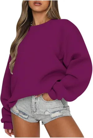 Sweatshirt for Women Crewneck Oversized Long Sleeve Pullover Loose Fit Casual Outfits Fall Sweatshirs 2024