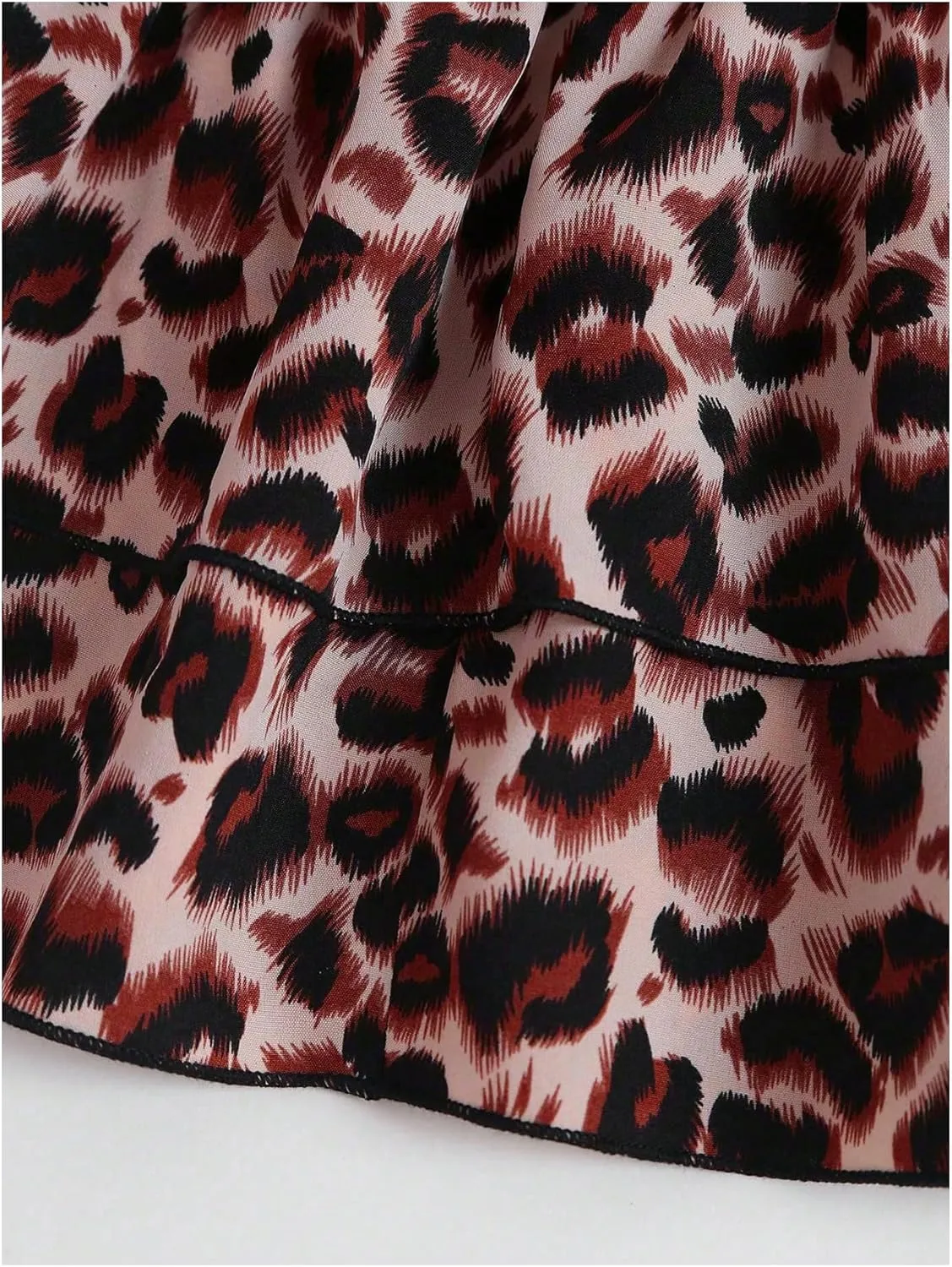 SweatyRocks Women's Y2K Cheetah Print Layered Ruffle Shirred High Waist Leopard Mini Short Skirts