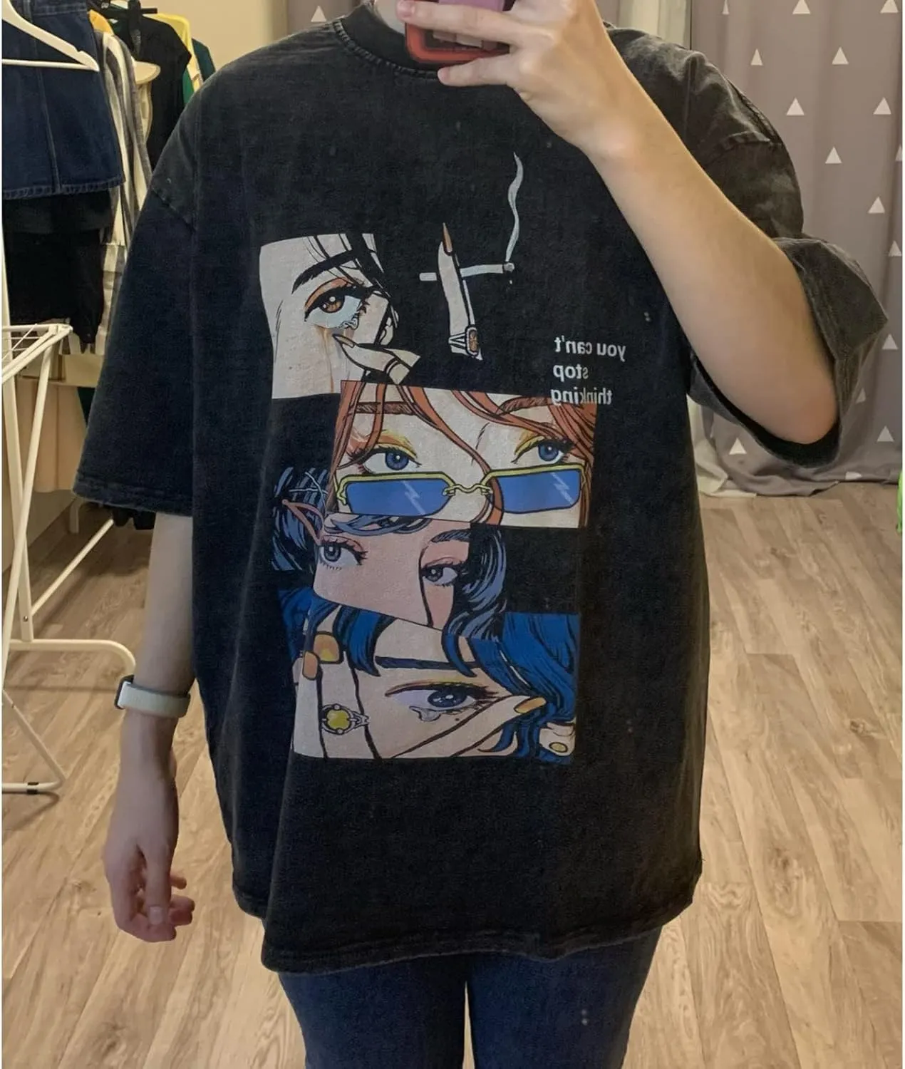 T-Shirt Streetwear Aesthetic Graphic Eyes Relaxed Tee Shirt Men Unisex