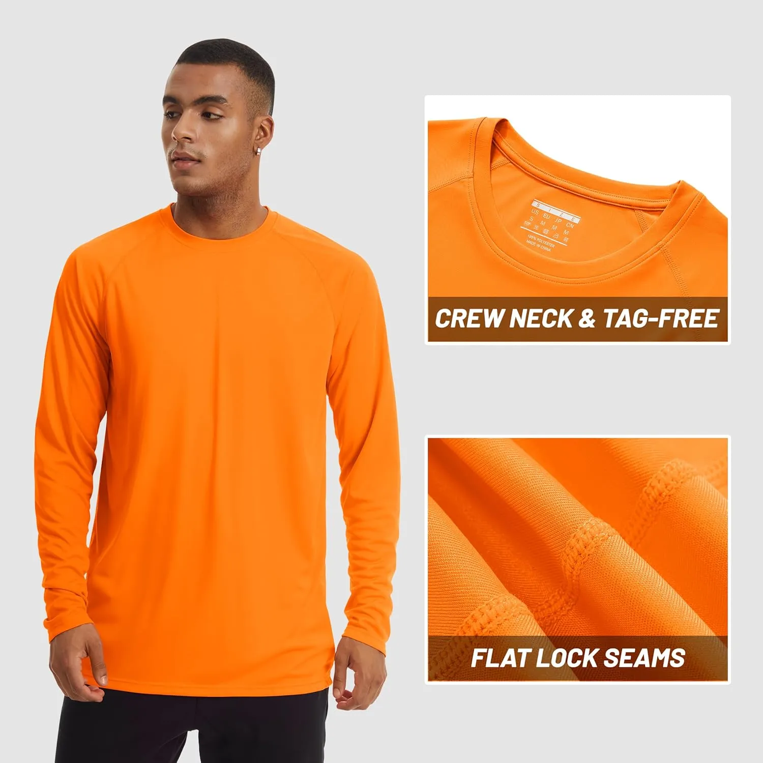 TACVASEN Men's Sun Shirt UPF 50  Long Sleeve UV Protection Lightweight Rash Guard Swim Shirt Quick Dry Fishing T-Shirt