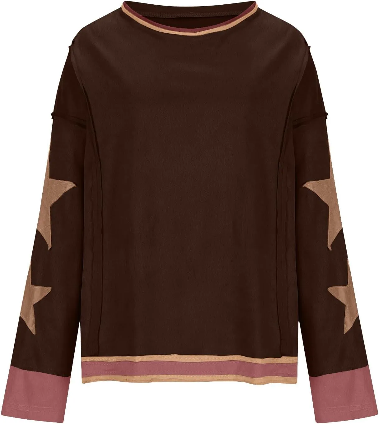 TANGNADE Women Oversized Sweatshirt Long Sleeve Crewneck Pullover Drop Shoulder Cute Tee Shirts 2024 Fall Trendy Clothes